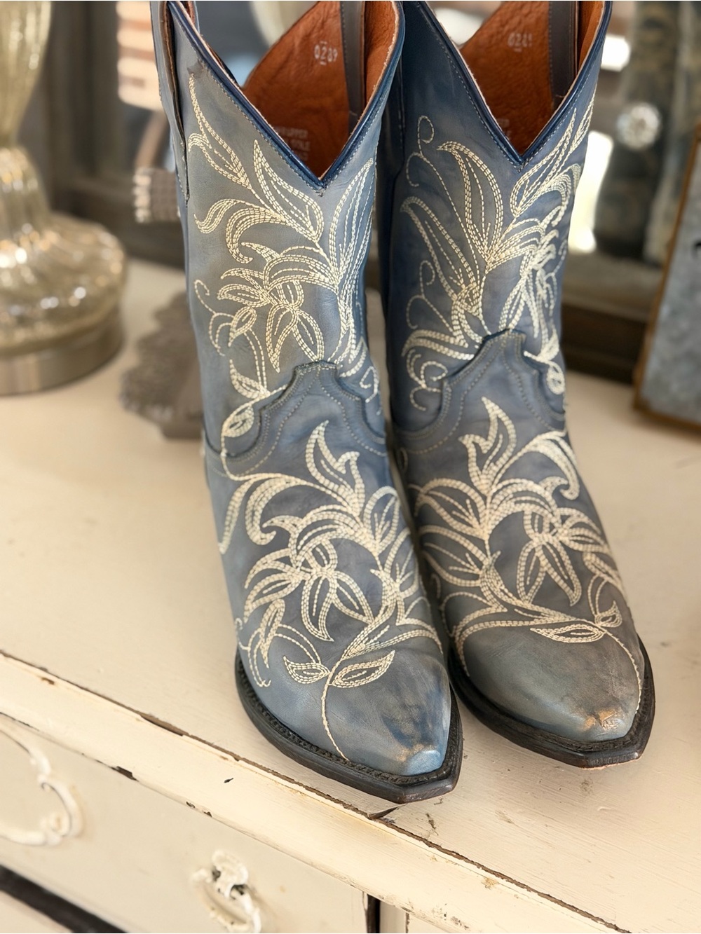 Dan Post Brown and Blue Western Leather Cowboy Boots